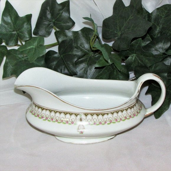 Vintage Gravy Boat J & G MEAKIN Pink Roses Scrolls England Cottagecore - Picture 3 of 8
